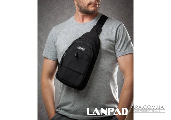 Сумка Чоловіча на плече нейлон Lanpad A4157 black бол