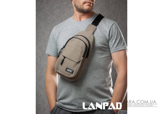 Сумка Чоловіча на плече нейлон Lanpad A4158 khaki бол