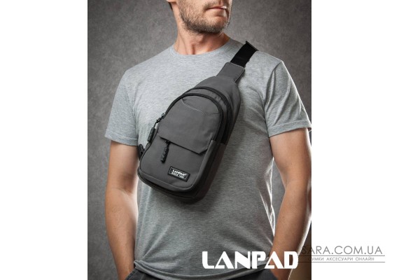 Сумка Чоловіча на плече нейлон Lanpad A4158 grey бол