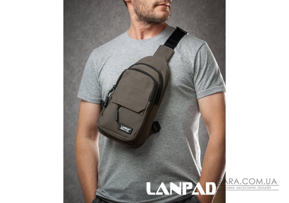 Сумка Чоловіча на плече нейлон Lanpad A4158 brown бол