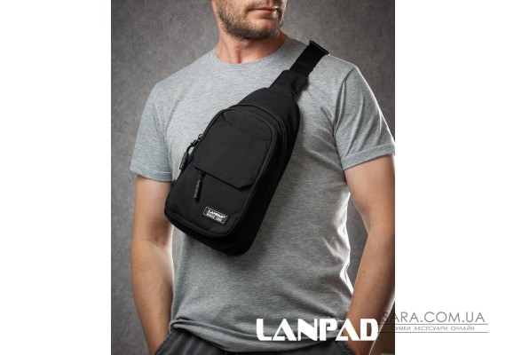 Сумка Чоловіча на плече нейлон Lanpad A4158 black бол