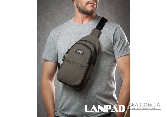 Сумка Чоловіча на плече нейлон Lanpad A4159 brown бол
