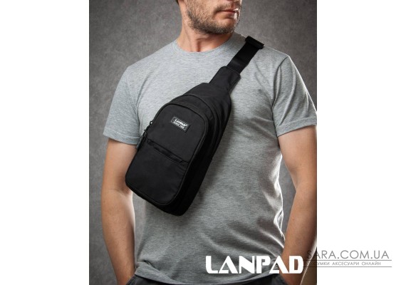 Сумка Чоловіча на плече нейлон Lanpad A4159 black бол
