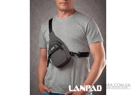 Сумка Чоловіча на плече нейлон Lanpad A65365 grey мал
