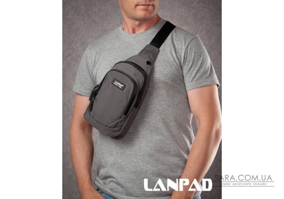 Сумка Чоловіча на плече нейлон Lanpad 8805 grey мал
