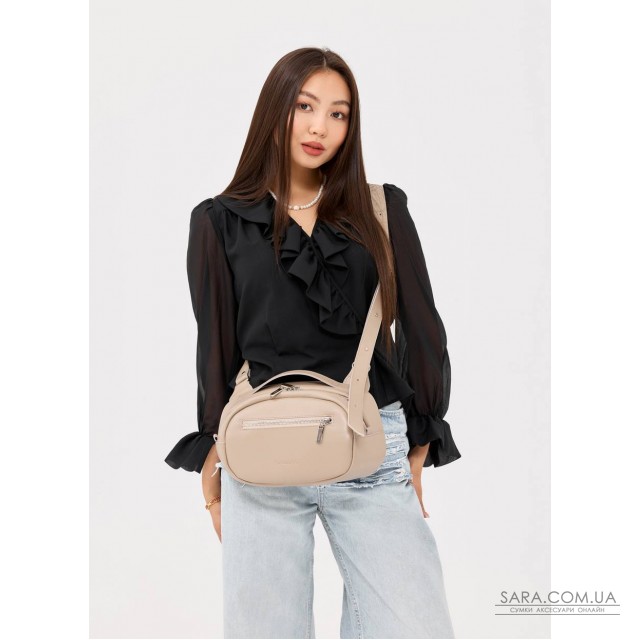 Сумка шкіряна через плече жіноча Sambag Grace бежева Сумка шкіряна через плече жіноча Sambag Grace бежева