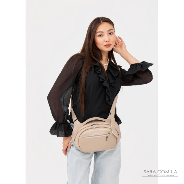Сумка шкіряна через плече жіноча Sambag Grace бежева Сумка шкіряна через плече жіноча Sambag Grace бежева