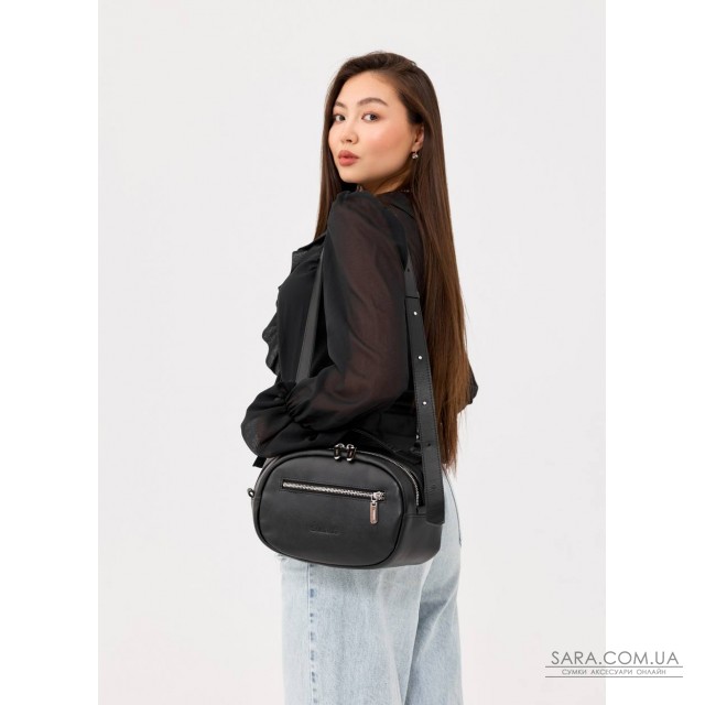 Сумка шкіряна через плече жіноча Sambag Grace чорна Сумка шкіряна через плече жіноча Sambag Grace чорна