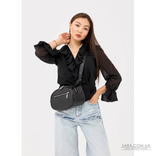Сумка шкіряна через плече жіноча Sambag Grace чорна Сумка шкіряна через плече жіноча Sambag Grace чорна
