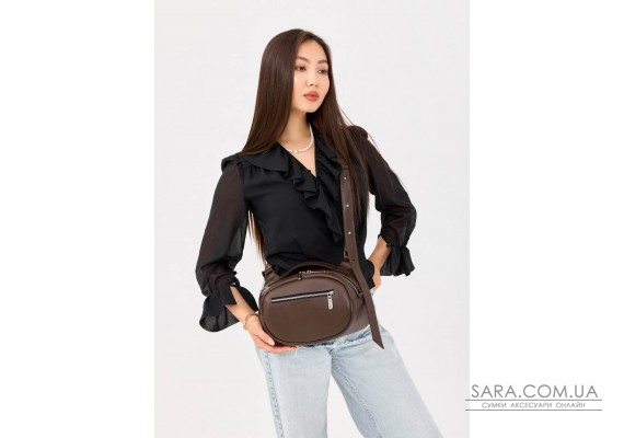 Сумка шкіряна через плече жіноча Sambag Grace шоколад