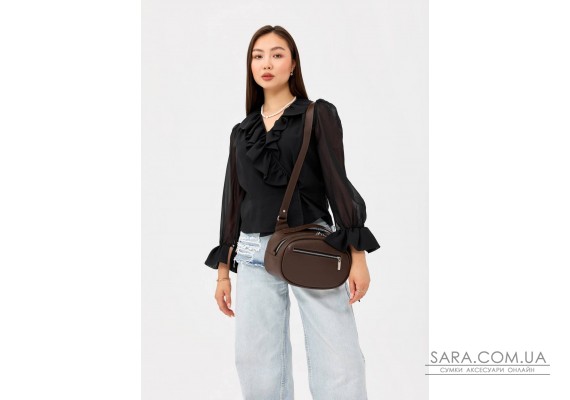 Сумка шкіряна через плече жіноча Sambag Grace шоколад