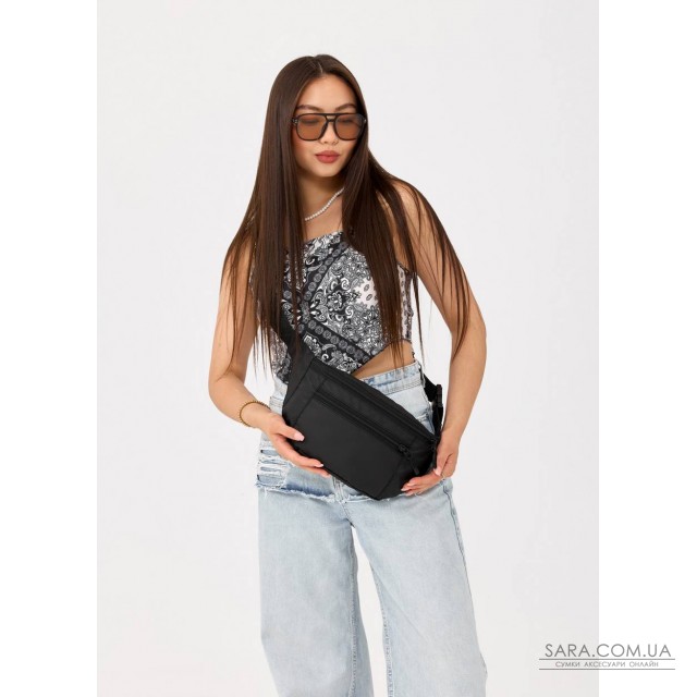 Жіноча сумка на пояс бананка Sambag Tirso Max чорний оксфорд Жіноча сумка на пояс бананка Sambag Tirso Max чорний оксфорд
