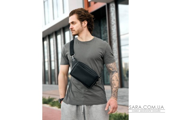 Чоловіча сумка бананка Sambag Harvi фактурна чорна