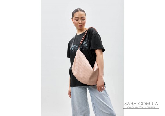 Жіноча сумка Sambag HOBO Bag-glove пудрова структурна