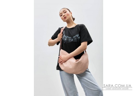 Жіноча сумка Sambag HOBO Bag-glove пудрова структурна