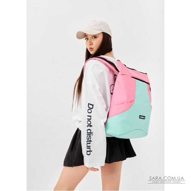 Жіночий рюкзак ролл Sambag RollTop X рожево-м’ятний Жіночий рюкзак ролл Sambag RollTop X рожево-м’ятний
