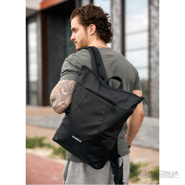 Чоловічий рюкзак ролл Sambag RollTop X чорний оксфорд Чоловічий рюкзак ролл Sambag RollTop X чорний оксфорд