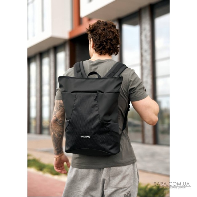 Чоловічий рюкзак ролл Sambag RollTop X чорний оксфорд Чоловічий рюкзак ролл Sambag RollTop X чорний оксфорд