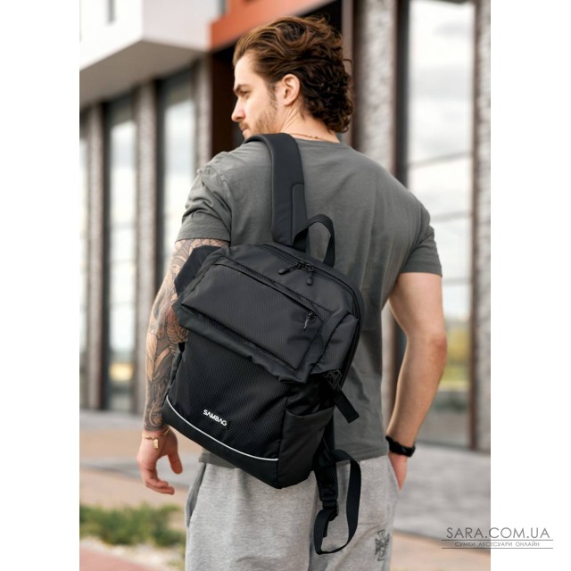 Чоловічий рюкзак Sambag Aura чорний оксфорд Чоловічий рюкзак Sambag Aura чорний оксфорд