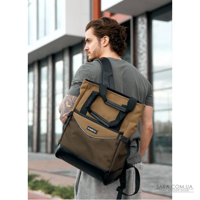 Чоловіча сумка-рюкзак Sambag Cargo горіх Чоловіча сумка-рюкзак Sambag Cargo горіх