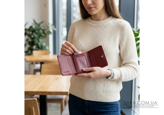 Компактний гаманець зручного формату із натуральної шкіри ST Leather 23077 Бордовий
