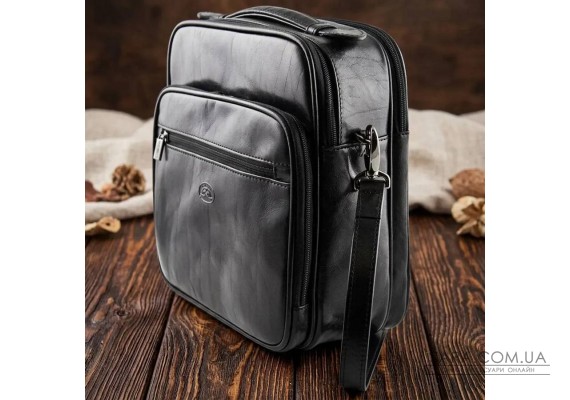 Мужская кожаная сумка Tony Perotti Italico 7058 nero (90634) Черная