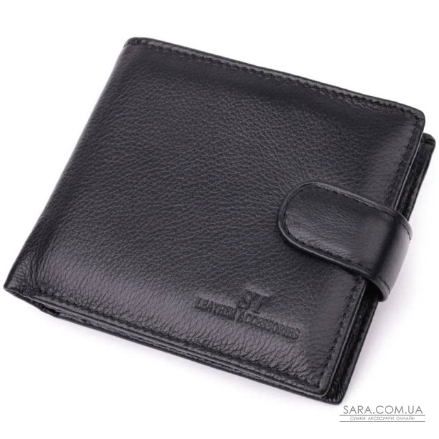 Отменный горизонтальный бумажник для мужчин из натуральной кожи ST Leather 22465 Черный Отменный горизонтальный бумажник для мужчин из натуральной кожи ST Leather 22465 Черный