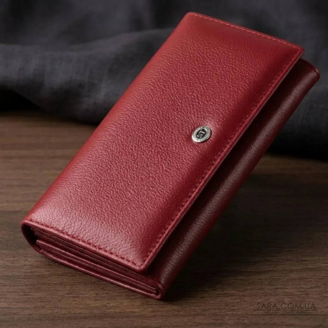 Гаманець на магнітах з клапаном жіночий ST Leather 19244 Бордовий Гаманець на магнітах з клапаном жіночий ST Leather 19244 Бордовий
