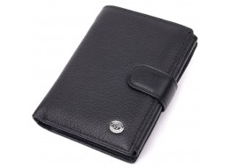 Солідний чоловічий гаманець з натуральної шкіри ST Leather 22467 Чорний