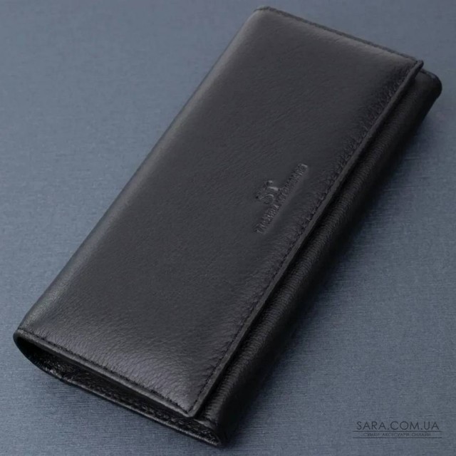 Класичний жіночий гаманець з натуральної шкіри ST Leather 22676 Чорний Класичний жіночий гаманець з натуральної шкіри ST Leather 22676 Чорний
