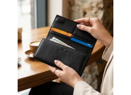 Класичний жіночий гаманець з натуральної шкіри ST Leather 22676 Чорний