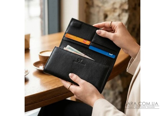 Класичний жіночий гаманець з натуральної шкіри ST Leather 22676 Чорний