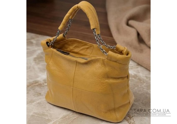 Практична сумка жіноча з натуральної шкіри Vintage 22991 Жовтий