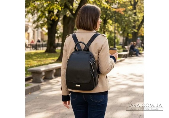 Женский рюкзак из натуральной кожи Vintage 23056 Черный