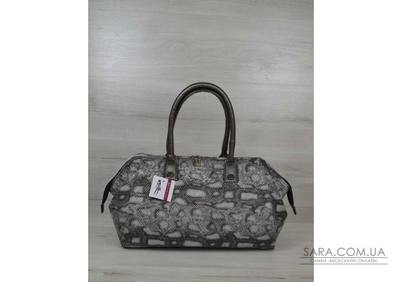 Класична жіноча сумка Олівія сіра змія WeLassie