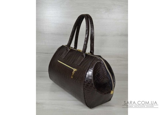 Класична жіноча сумка Олівія коричневий крокодил WeLassie