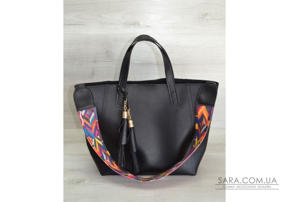 Женская сумка из эко-кожи два в одном черного цвета WeLassie