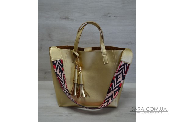 Женская сумка из эко-кожи два в одном золотого  цвета WeLassie