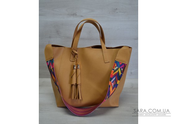 Жіноча сумка з еко-шкіри два в одному гірчичного кольору WeLassie