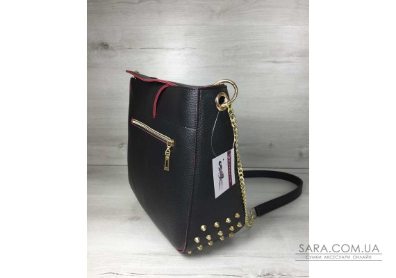Молодіжна жіноча сумка Єва чорного кольору з червоним WeLassie