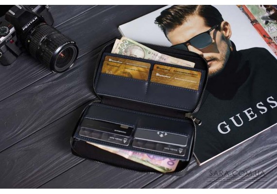 "Чоловічий гаманець на блискавці" BLUE