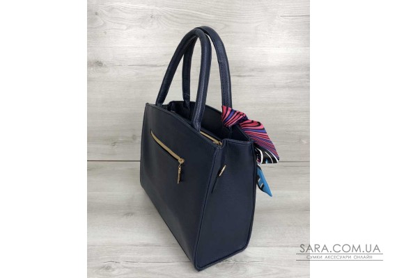 Класична жіноча сумка Бьянка синього кольору зі вставкою синя кобра WeLassie