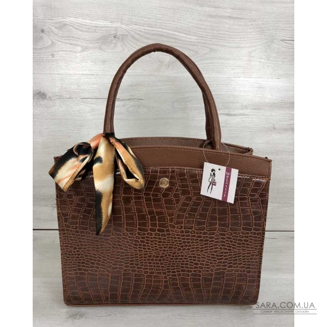 Класична жіноча сумка Бьянка рудого кольору зі вставкою рудий крокодил WeLassie дешево Класична жіноча сумка Бьянка рудого кольору зі вставкою рудий крокодил WeLassie дешево