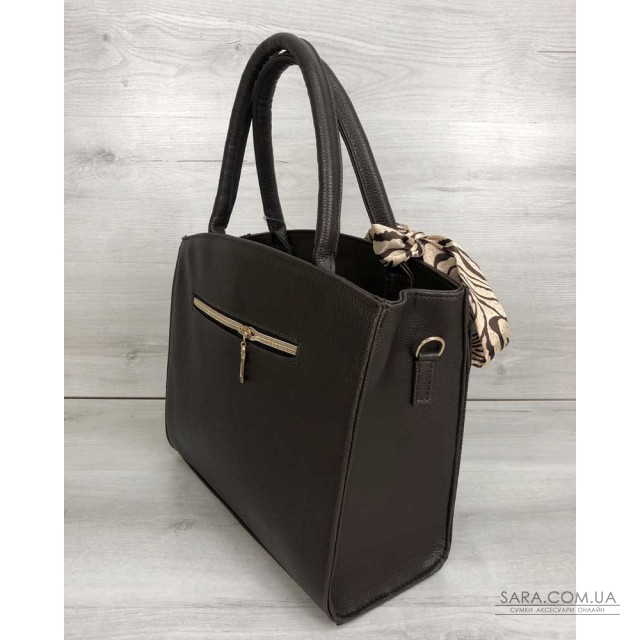 Класична жіноча сумка Бьянка коричневого кольору зі вставкою коричневий крокодил WeLassie дешево Класична жіноча сумка Бьянка коричневого кольору зі вставкою коричневий крокодил WeLassie дешево