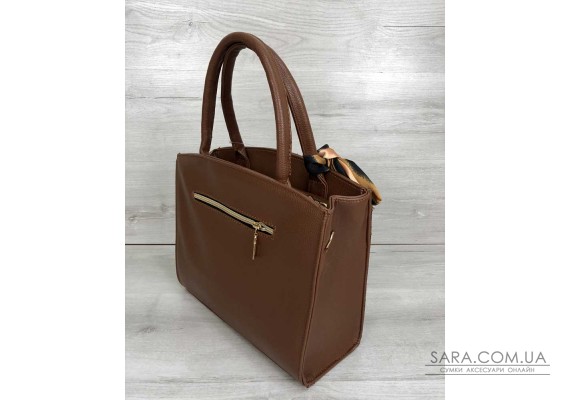 Класична жіноча сумка Бьянка рудого кольору зі вставкою рудий крокодил WeLassie