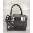 Класична жіноча сумка Бьянка кольору металік зі вставкою сірий лаковий крокодил WeLassie