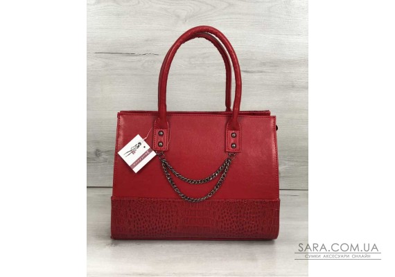 Каркасная женская сумка Селин с цепочкой красного цвета WeLassie