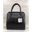 Каркасная женская сумка Эбби черного цвета со вставками черный крокодил WeLassie