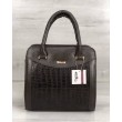 Каркасная женская сумка Эбби коричневого цвета со вставками коричневый крокодил WeLassie