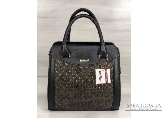 Каркасная женская сумка Эбби черного цвета со вставками золото WeLassie